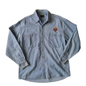 Texx Canada Light Wash NHL Calgary Flames Denim Button Down Shirt Men's Medium